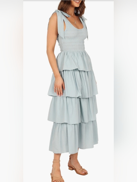 Petal & Pup Dresses & Skirts - Petal & Pup Raphael Tiered Midi Dress in Light Blue NWT